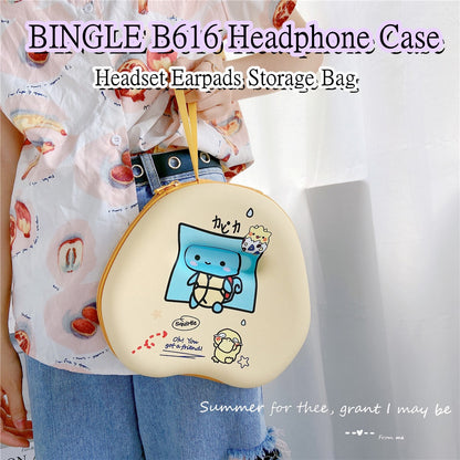 For BINGLE B616 Headphone Case Cartoon Creative Patterns Headset Earpads Storage Bag Casing Box