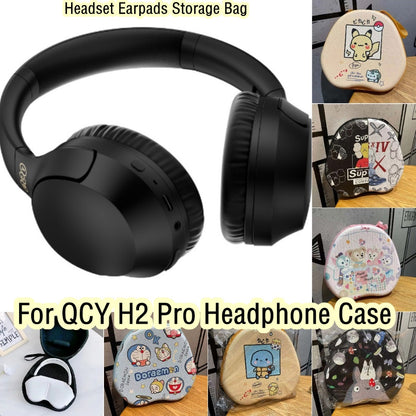 For QCY H2 Pro Headphone Case Cartoon Creative Patterns Headset Earpads Storage Bag Casing Box