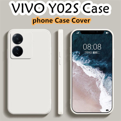 For VIVO Y02S Cover Drop and wear resistant Silicone Full Case Classic Simple Solid Color Phone Case Cover