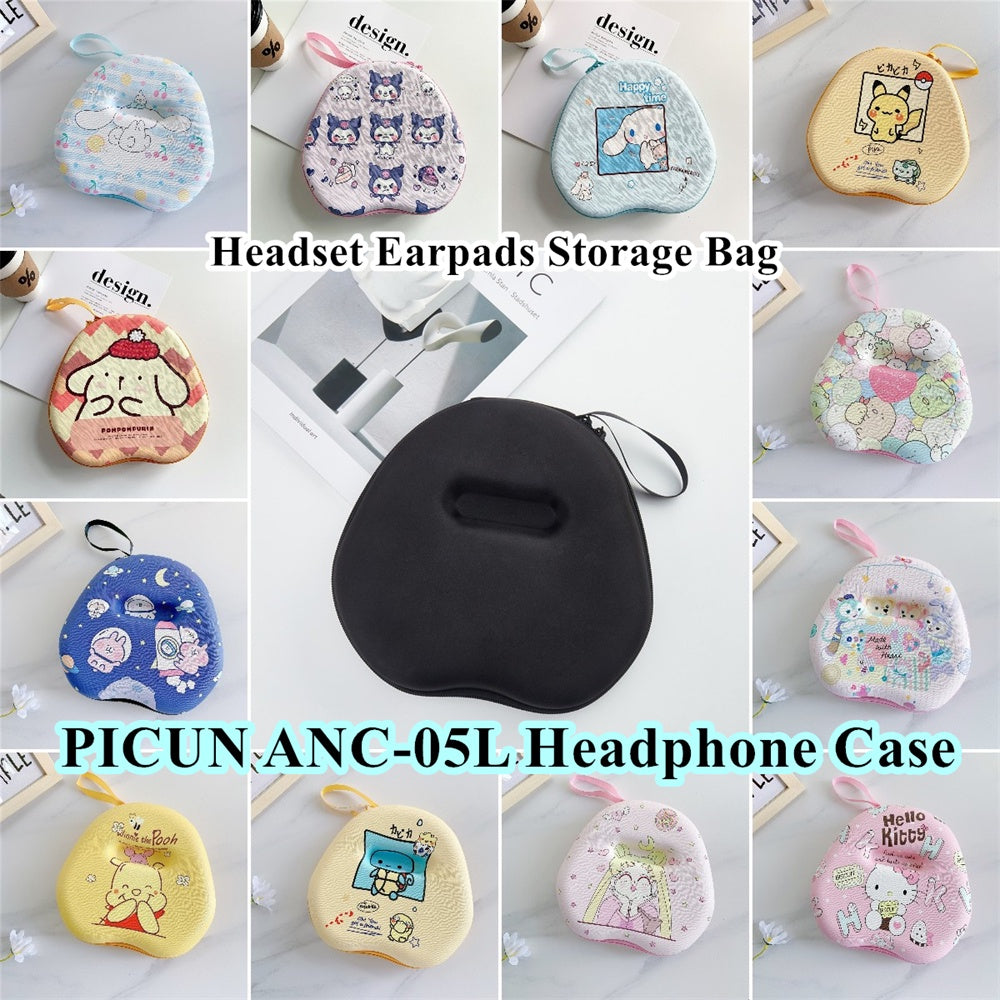 For PICUN ANC-05L Headphone Case Cartoon Creative Patterns Headset Earpads Storage Bag Casing Box