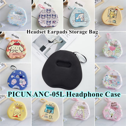 For PICUN ANC-05L Headphone Case Cartoon Creative Patterns Headset Earpads Storage Bag Casing Box