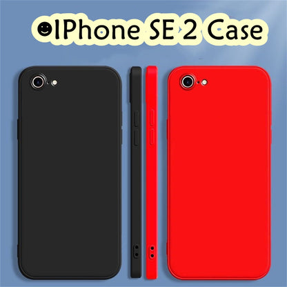 For IPhone SE 2 Cover Drop and wear resistant Silicone Full Case Classic Simple Solid Color Phone Case Cover