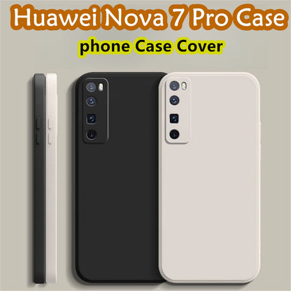 For Huawei Nova 7 Pro Cover Drop and wear resistant Silicone Full Case Classic Simple Solid Color Phone Case Cover