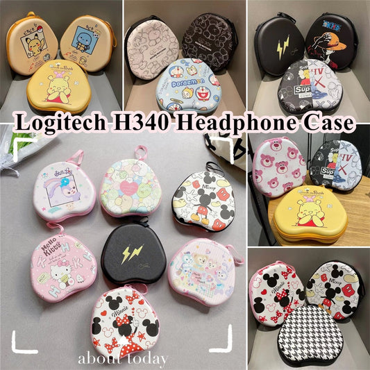 For Logitech H340 Headphone Case Cartoon Creative Patterns Headset Earpads Storage Bag Casing Box