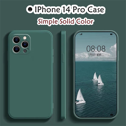 For IPhone 14 Pro Cover Drop and wear resistant Silicone Full Case Classic Simple Solid Color Phone Case Cover