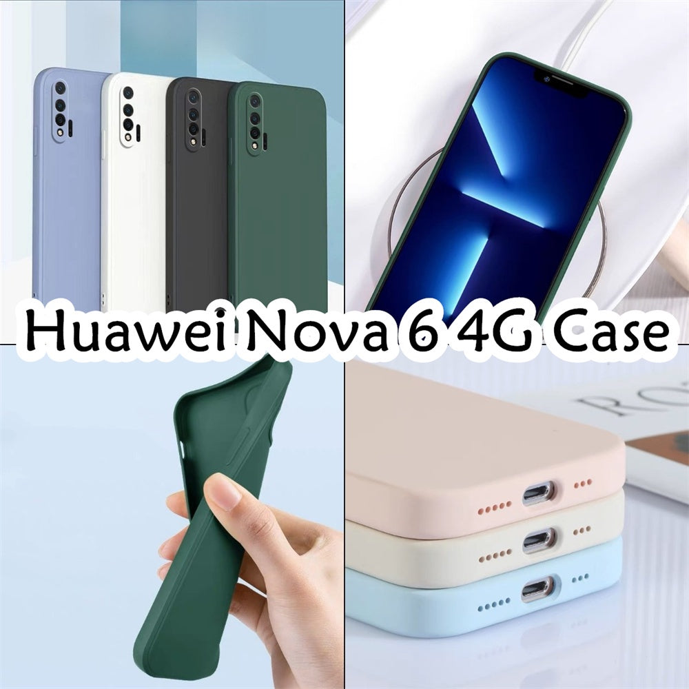 For Huawei Nova 6 4G Cover Drop and wear resistant Silicone Full Case Classic Simple Solid Color Phone Case Cover