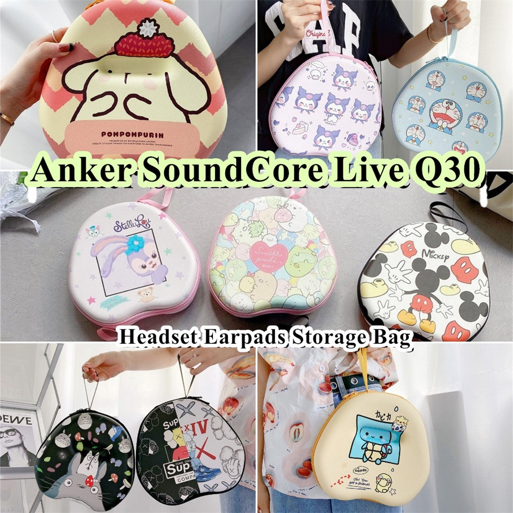 For Anker SoundCore Live Q30 Headphone Case Cartoon Creative Patterns Headset Earpads Storage Bag Casing Box