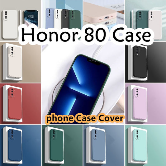 For Honor 80 Cover Drop and wear resistant Silicone Full Case Classic Simple Solid Color Phone Case Cover