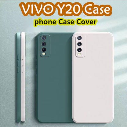 For VIVO Y20 Cover Drop and wear resistant Silicone Full Case Classic Simple Solid Color Phone Case Cover