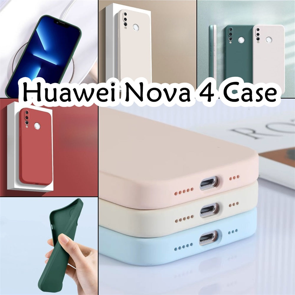 For Huawei Nova 4 Cover Drop and wear resistant Silicone Full Case Classic Simple Solid Color Phone Case Cover