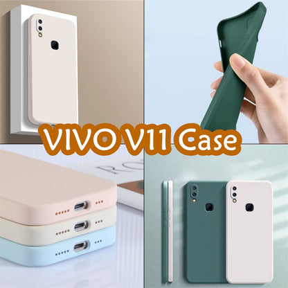 For VIVO V11 Cover Drop and wear resistant Silicone Full Case Classic Simple Solid Color Phone Case Cover