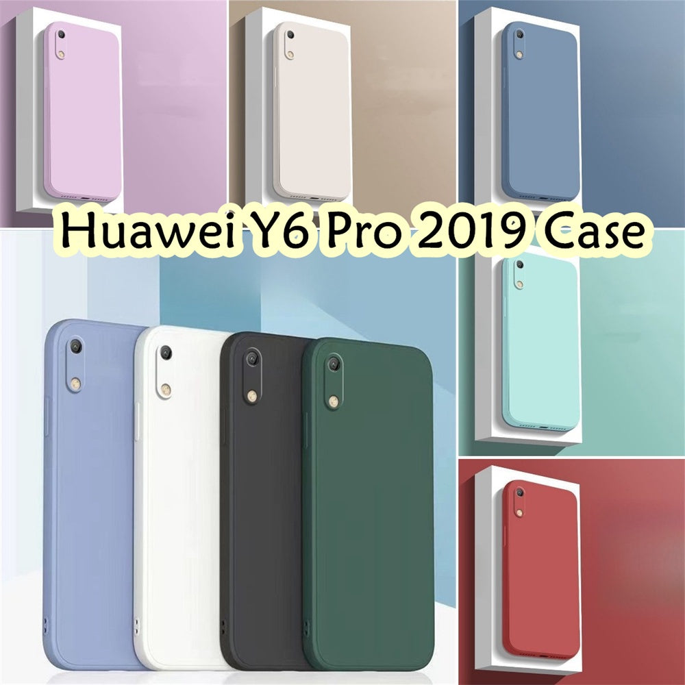 For Huawei Y6 Pro 2019 Cover Drop and wear resistant Silicone Full Case Classic Simple Solid Color Phone Case Cover
