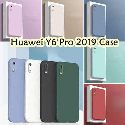 For Huawei Y6 Pro 2019 Cover Drop and wear resistant Silicone Full Case Classic Simple Solid Color Phone Case Cover