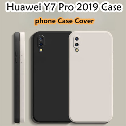 For Huawei Y7 Pro 2019 Cover Drop and wear resistant Silicone Full Case Classic Simple Solid Color Phone Case Cover