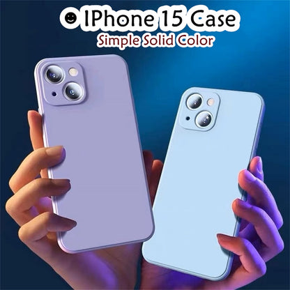 For IPhone 15 Cover Drop and wear resistant Silicone Full Case Classic Simple Solid Color Phone Case Cover