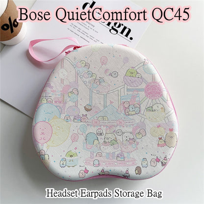 For Bose QuietComfort QC45 Headphone Case Cartoon Creative Patterns Headset Earpads Storage Bag Casing Box