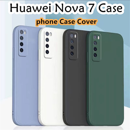 For Huawei Nova 7 Cover Drop and wear resistant Silicone Full Case Classic Simple Solid Color Phone Case Cover