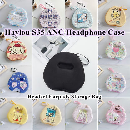 For Haylou S35 ANC Headphone Case Cartoon Creative Patterns Headset Earpads Storage Bag Casing Box