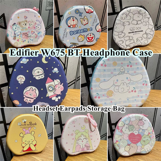 For Edifier W675 BT Headphone Case Cartoon Creative Patterns Headset Earpads Storage Bag Casing Box