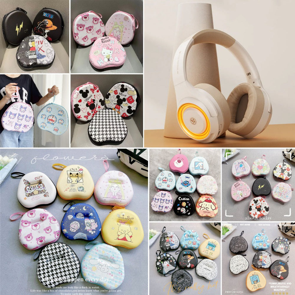 For POLVCDG EL-A8 Headphone Case Cartoon Creative Patterns Headset Earpads Storage Bag Casing Box