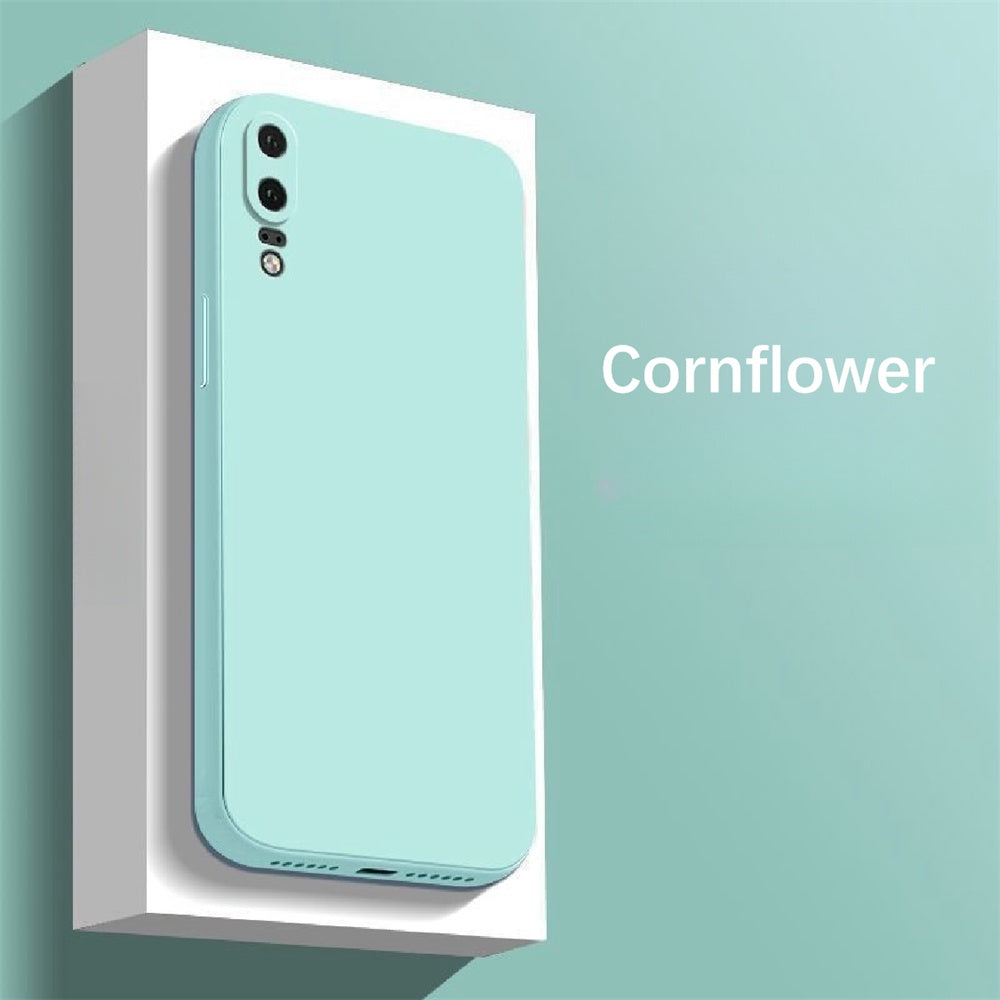 For Huawei P20 Cover Drop and wear resistant Silicone Full Case Classic Simple Solid Color Phone Case Cover