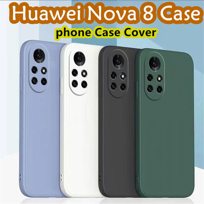For Huawei Nova 8 Cover Drop and wear resistant Silicone Full Case Classic Simple Solid Color Phone Case Cover