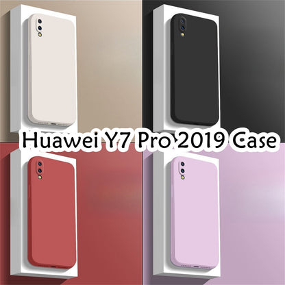 For Huawei Y7 Pro 2019 Cover Drop and wear resistant Silicone Full Case Classic Simple Solid Color Phone Case Cover