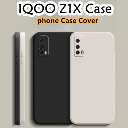 For IQOO Z1X Cover Drop and wear resistant Silicone Full Case Classic Simple Solid Color Phone Case Cover