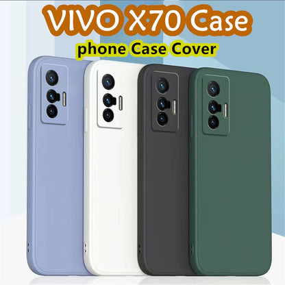 For VIVO X70 Cover Drop and wear resistant Silicone Full Case Classic Simple Solid Color Phone Case Cover