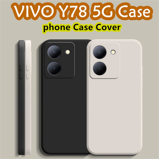 For VIVO Y78 5G Cover Drop and wear resistant Silicone Full Case Classic Simple Solid Color Phone Case Cover