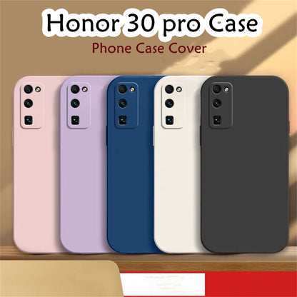 For Honor 30 Pro Cover Drop and wear resistant Silicone Full Case Classic Simple Solid Color Phone Case Cover