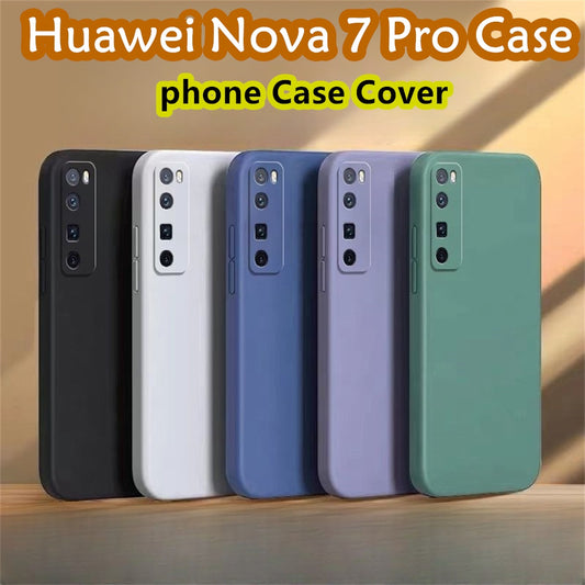 For Huawei Nova 7 Pro Cover Drop and wear resistant Silicone Full Case Classic Simple Solid Color Phone Case Cover