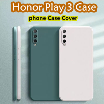 For Honor Play 3 Cover Drop and wear resistant Silicone Full Case Classic Simple Solid Color Phone Case Cover