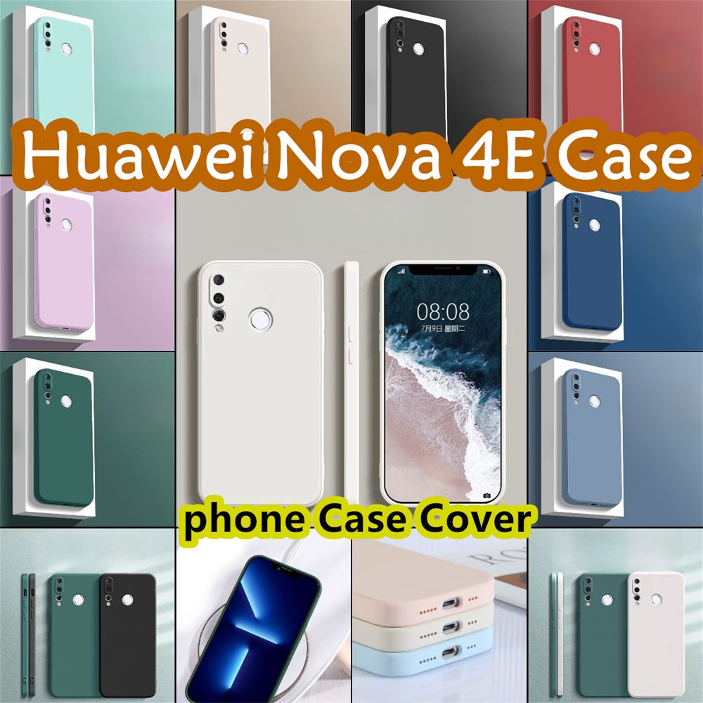 For Huawei Nova 4E Cover Drop and wear resistant Silicone Full Case Classic Simple Solid Color Phone Case Cover