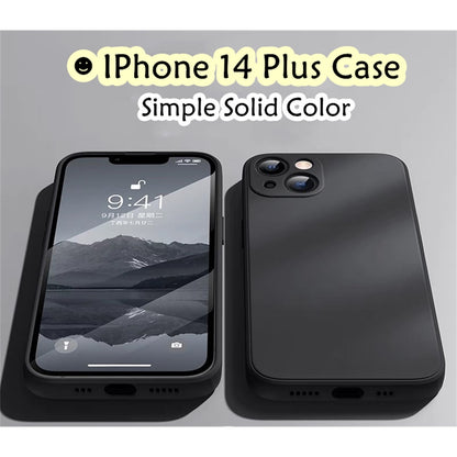 For IPhone 14 Plus Cover Drop and wear resistant Silicone Full Case Classic Simple Solid Color Phone Case Cover