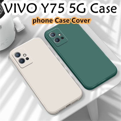 For VIVO Y75 5G Cover Drop and wear resistant Silicone Full Case Classic Simple Solid Color Phone Case Cover