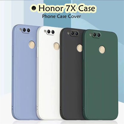 For Honor 7X Cover Drop and wear resistant Silicone Full Case Classic Simple Solid Color Phone Case Cover
