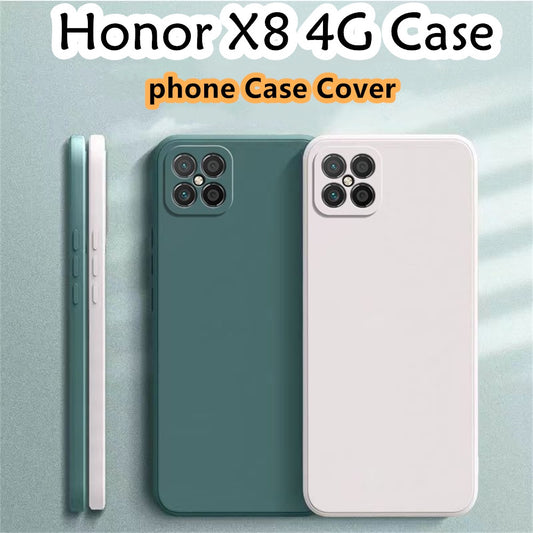 For Honor X8 4G Cover Drop and wear resistant Silicone Full Case Classic Simple Solid Color Phone Case Cover
