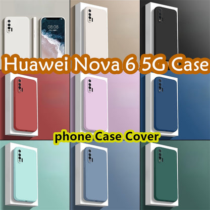 For Huawei Nova 6 5G Cover Drop and wear resistant Silicone Full Case Classic Simple Solid Color Phone Case Cover