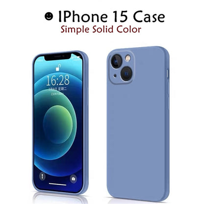For IPhone 15 Cover Drop and wear resistant Silicone Full Case Classic Simple Solid Color Phone Case Cover