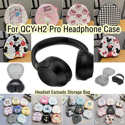 For QCY H2 Pro Headphone Case Cartoon Creative Patterns Headset Earpads Storage Bag Casing Box