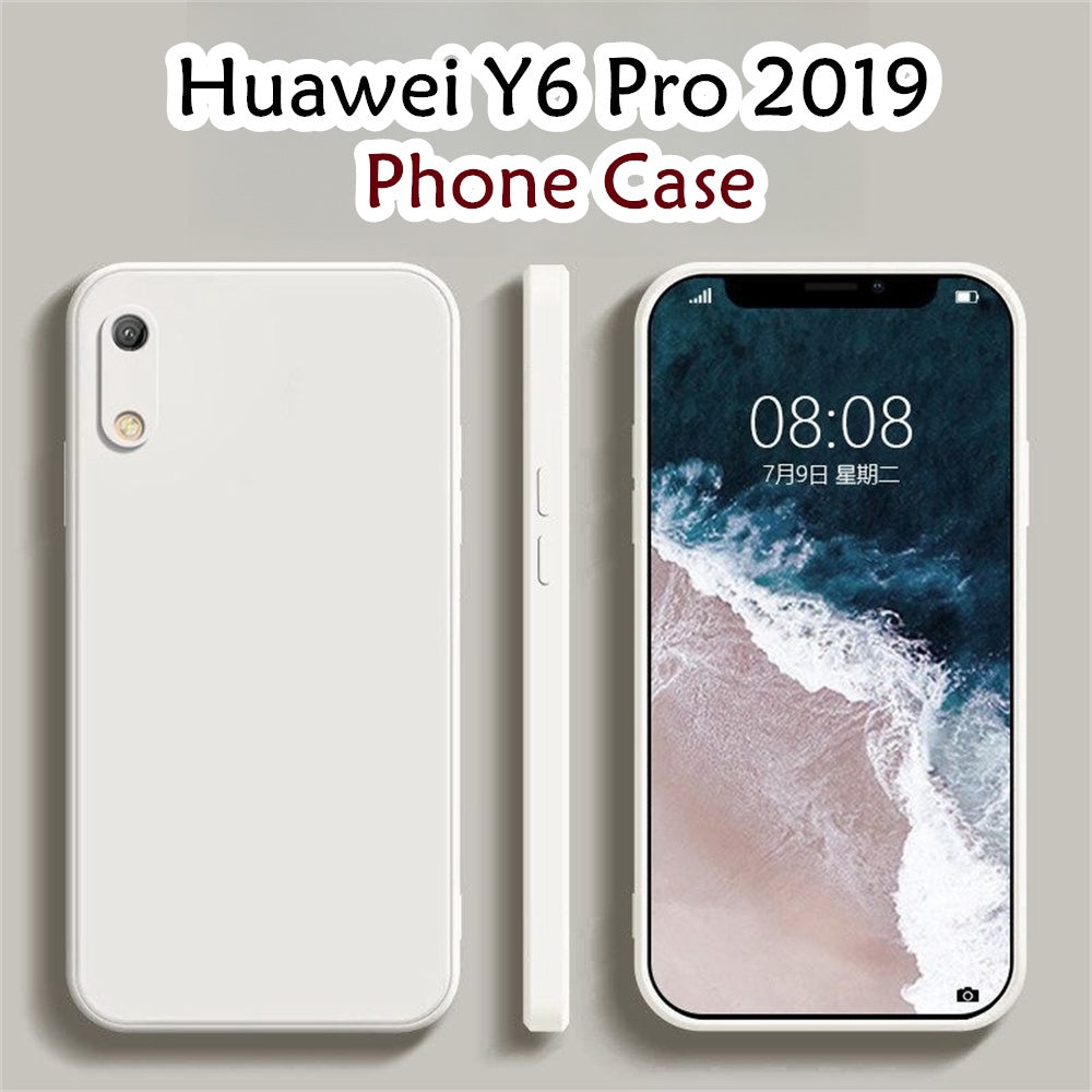 For Huawei Y6 Pro 2019 Cover Drop and wear resistant Silicone Full Case Classic Simple Solid Color Phone Case Cover