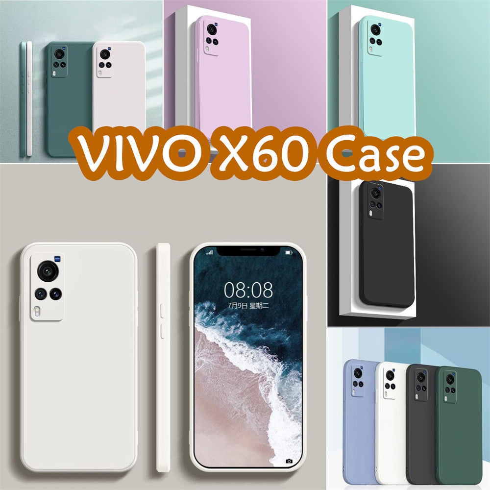 For VIVO X60 Cover Drop and wear resistant Silicone Full Case Classic Simple Solid Color Phone Case Cover