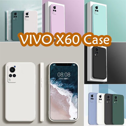 For VIVO X60 Cover Drop and wear resistant Silicone Full Case Classic Simple Solid Color Phone Case Cover