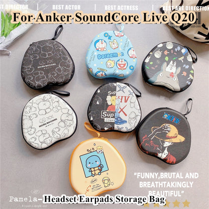 For Anker SoundCore Live Q20 Headphone Case Cartoon Creative Patterns Headset Earpads Storage Bag Casing Box
