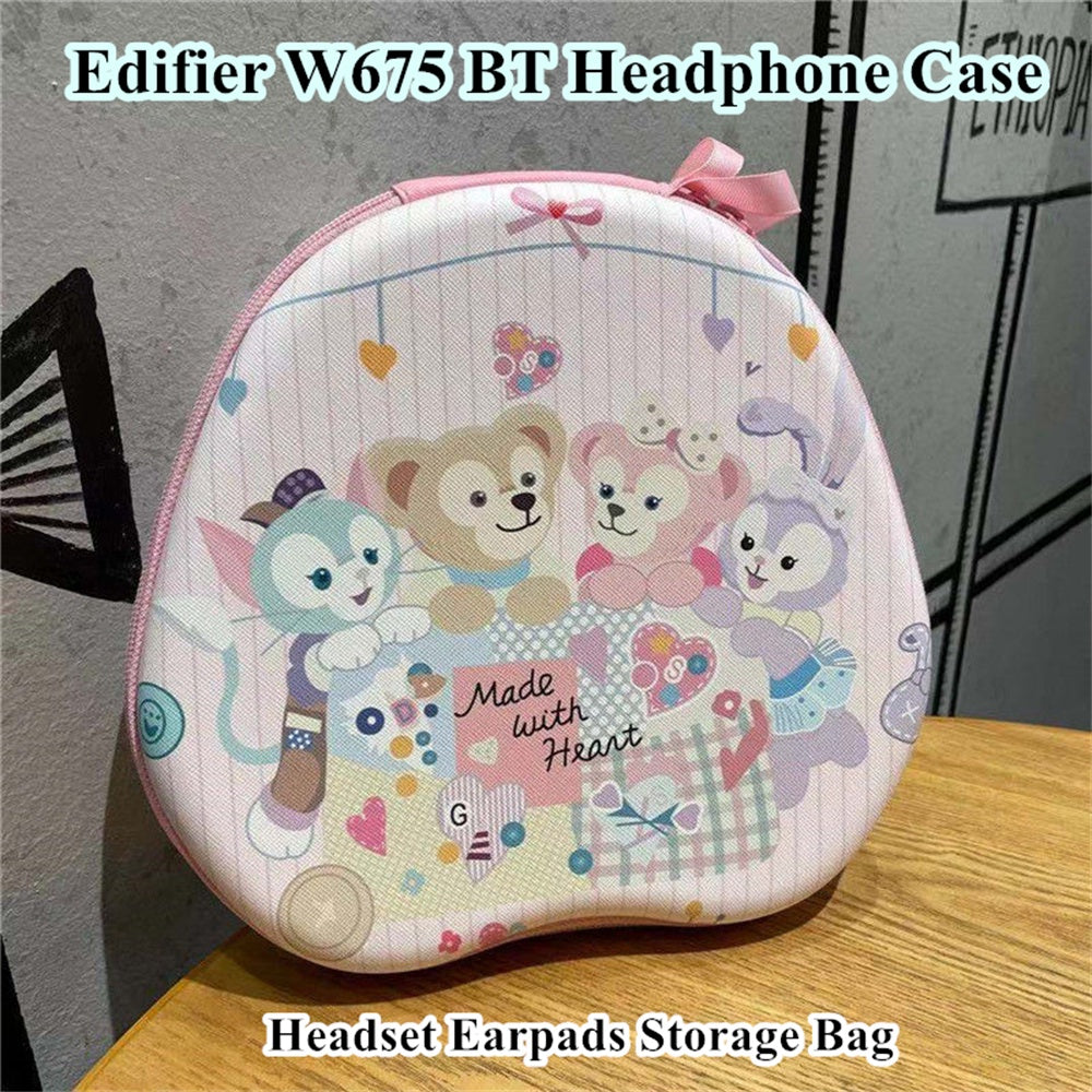 For Edifier W675 BT Headphone Case Cartoon Creative Patterns Headset Earpads Storage Bag Casing Box