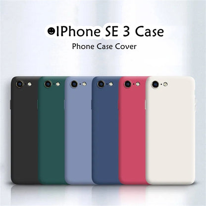 For IPhone SE 3 Cover Drop and wear resistant Silicone Full Case Classic Simple Solid Color Phone Case Cover
