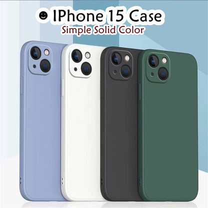 For IPhone 15 Cover Drop and wear resistant Silicone Full Case Classic Simple Solid Color Phone Case Cover