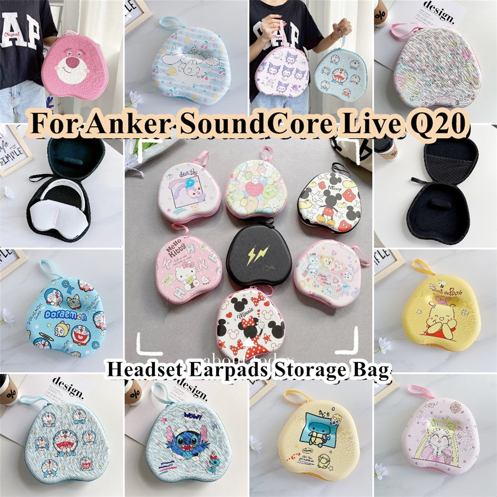 For Anker SoundCore Live Q20 Headphone Case Cartoon Creative Patterns Headset Earpads Storage Bag Casing Box