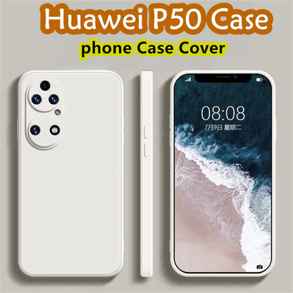 For Huawei P50 Cover Drop and wear resistant Silicone Full Case Classic Simple Solid Color Phone Case Cover